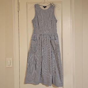 J. Crew Navy and White Striped Midi Dress